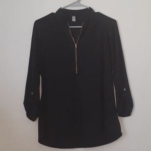 PerSeption Concept sz med black 3/4 sleeve blouse